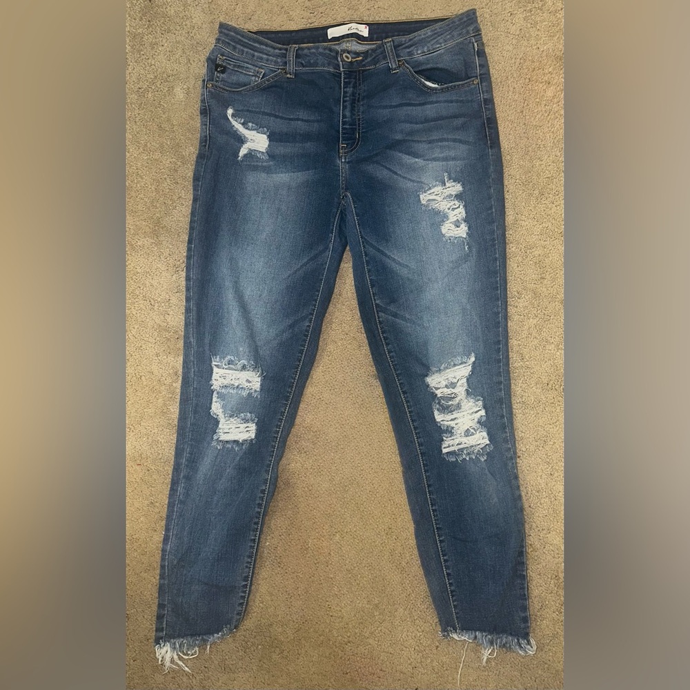 KanCan Distressed Skinny Jeans Frayed Hem